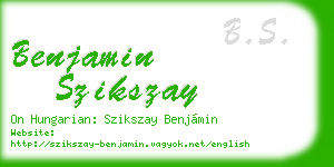 benjamin szikszay business card